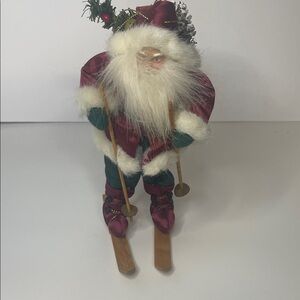 Festive Santa Skiing‎ Figurine - Red and Green